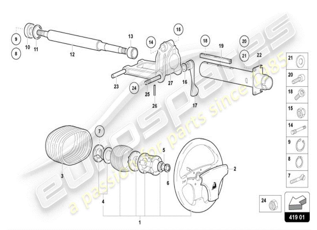 lamborghini diablo vt (1997) steering system part diagram