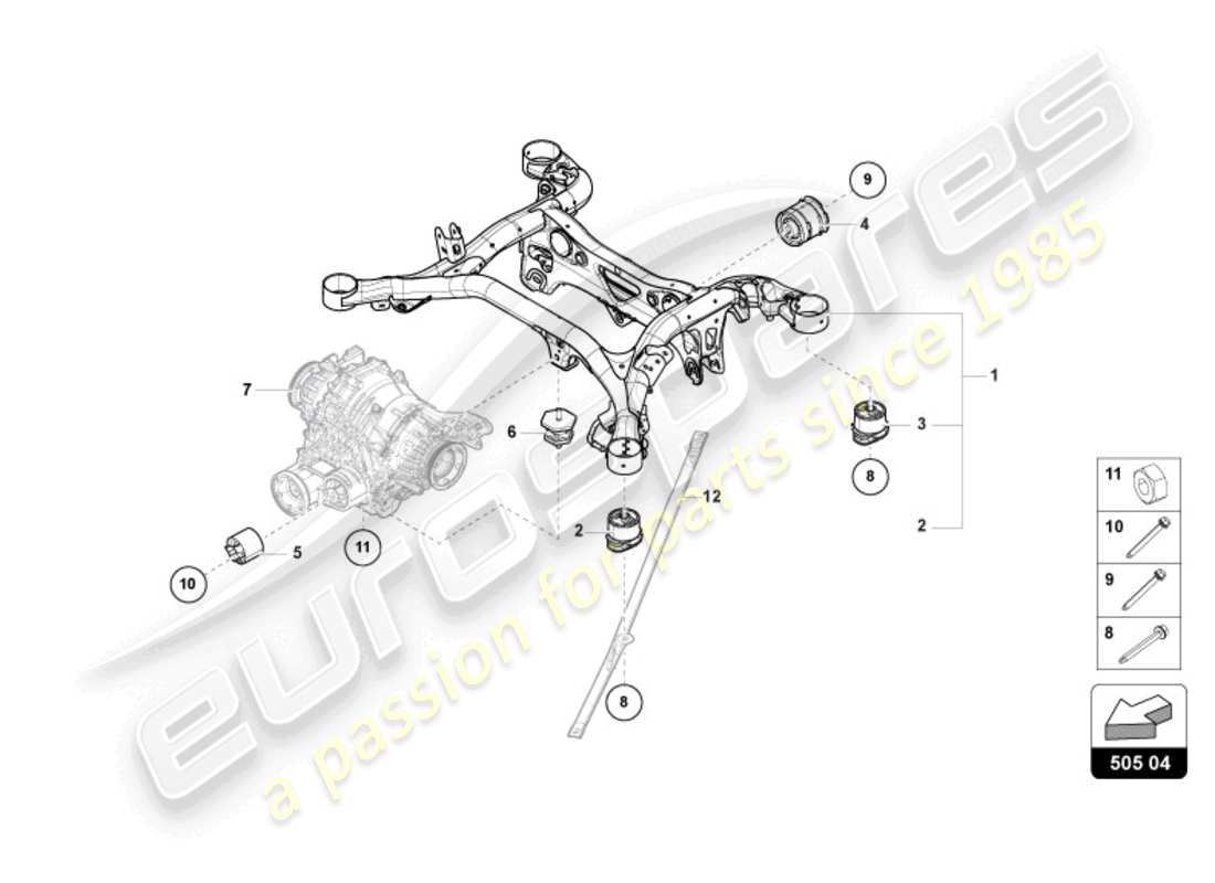 lamborghini urus (2019) suspension sub-frame rear part diagram