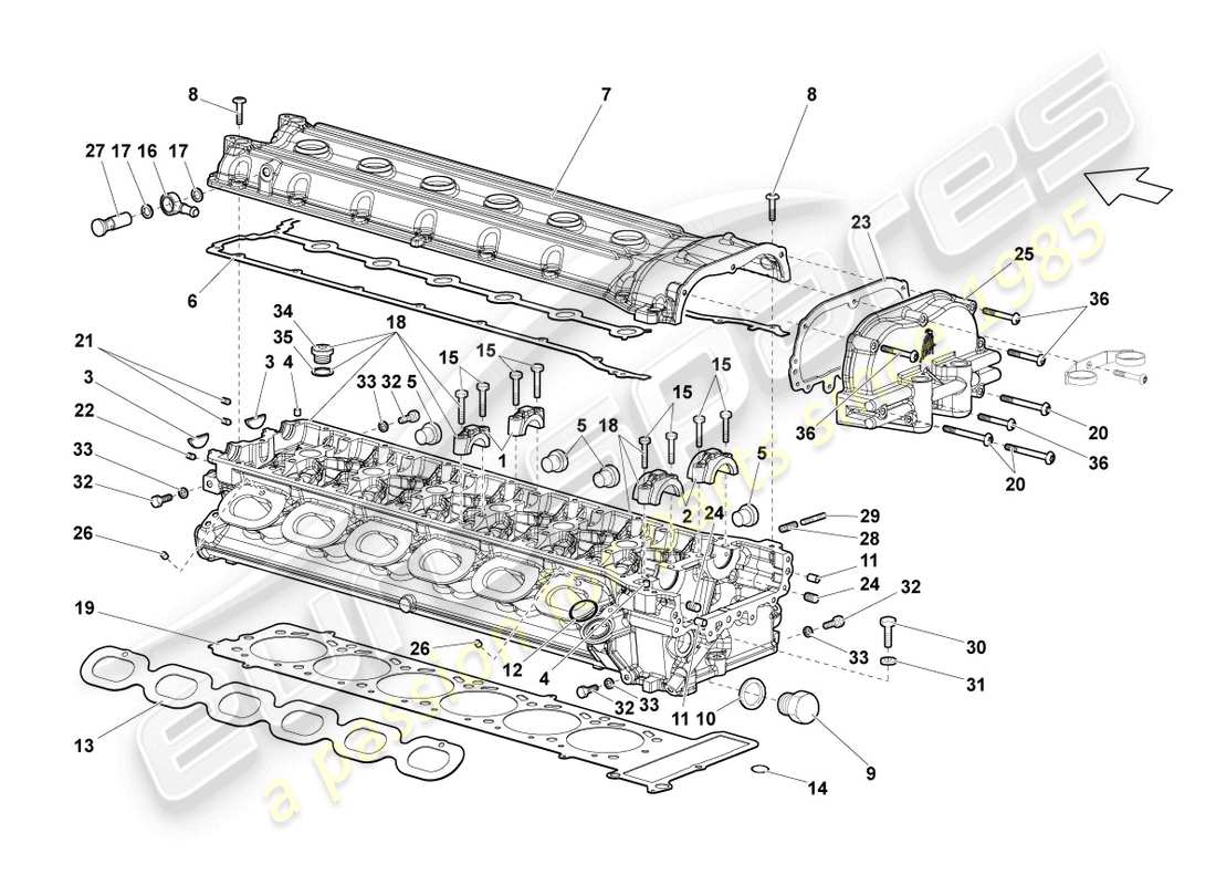 lamborghini lp640 coupe (2008) cylinder head left part diagram