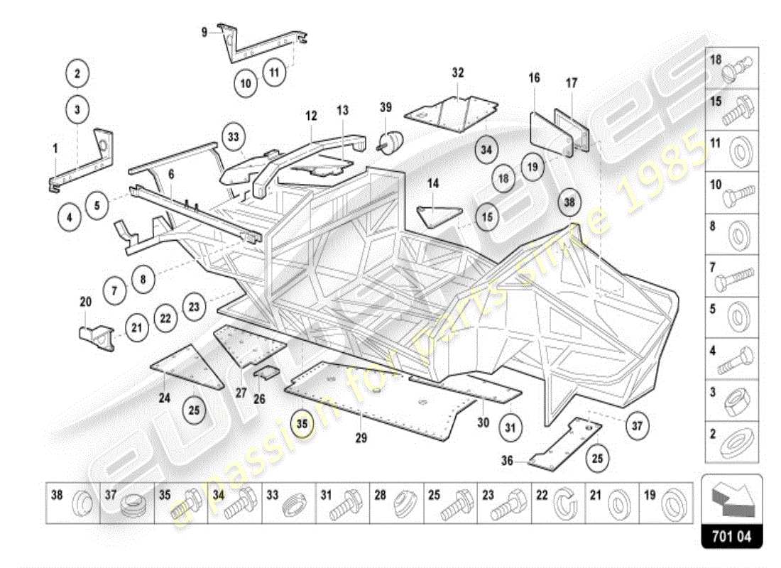 lamborghini diablo vt (1997) trim frame front part part diagram