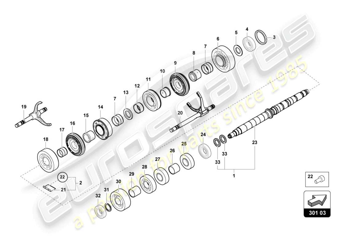 lamborghini sian roadster (2021) reduction gearbox shaft part diagram