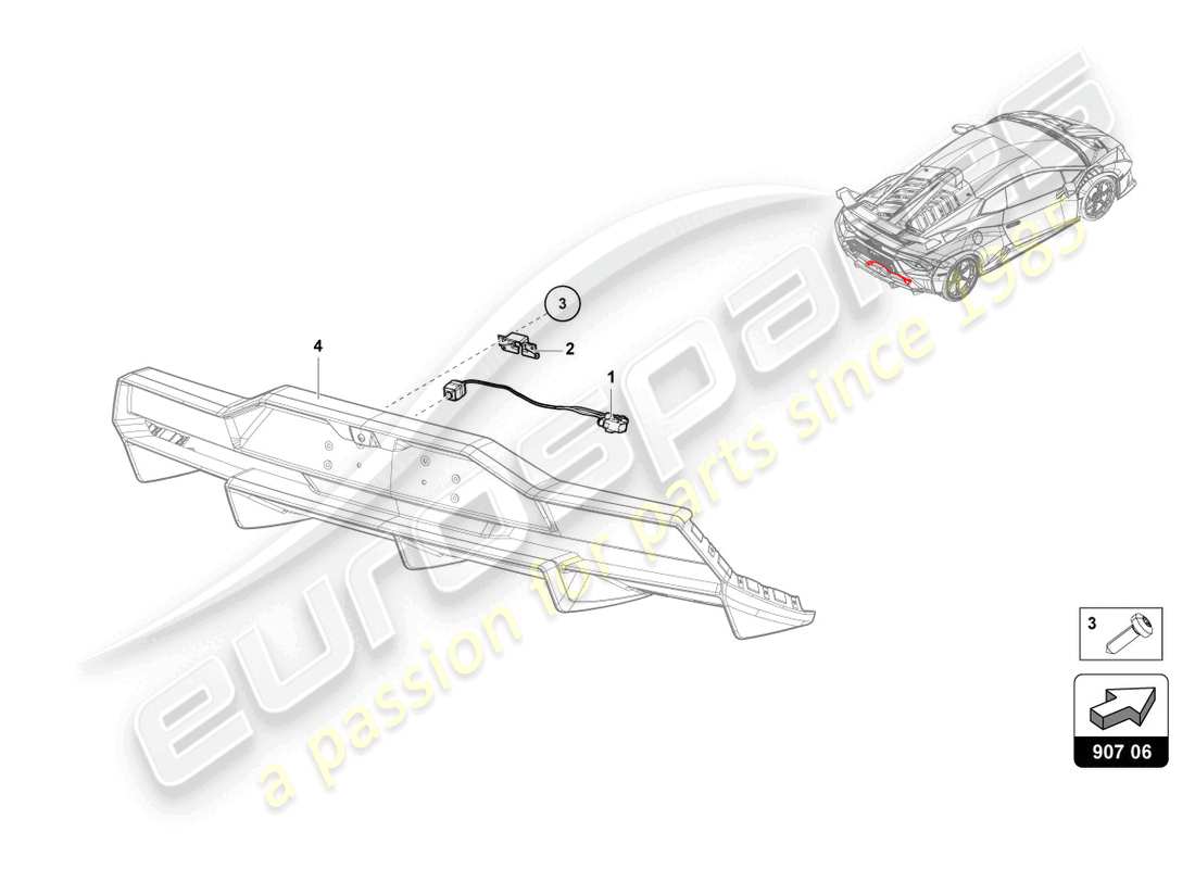 lamborghini sto (2023) reversing camera part diagram