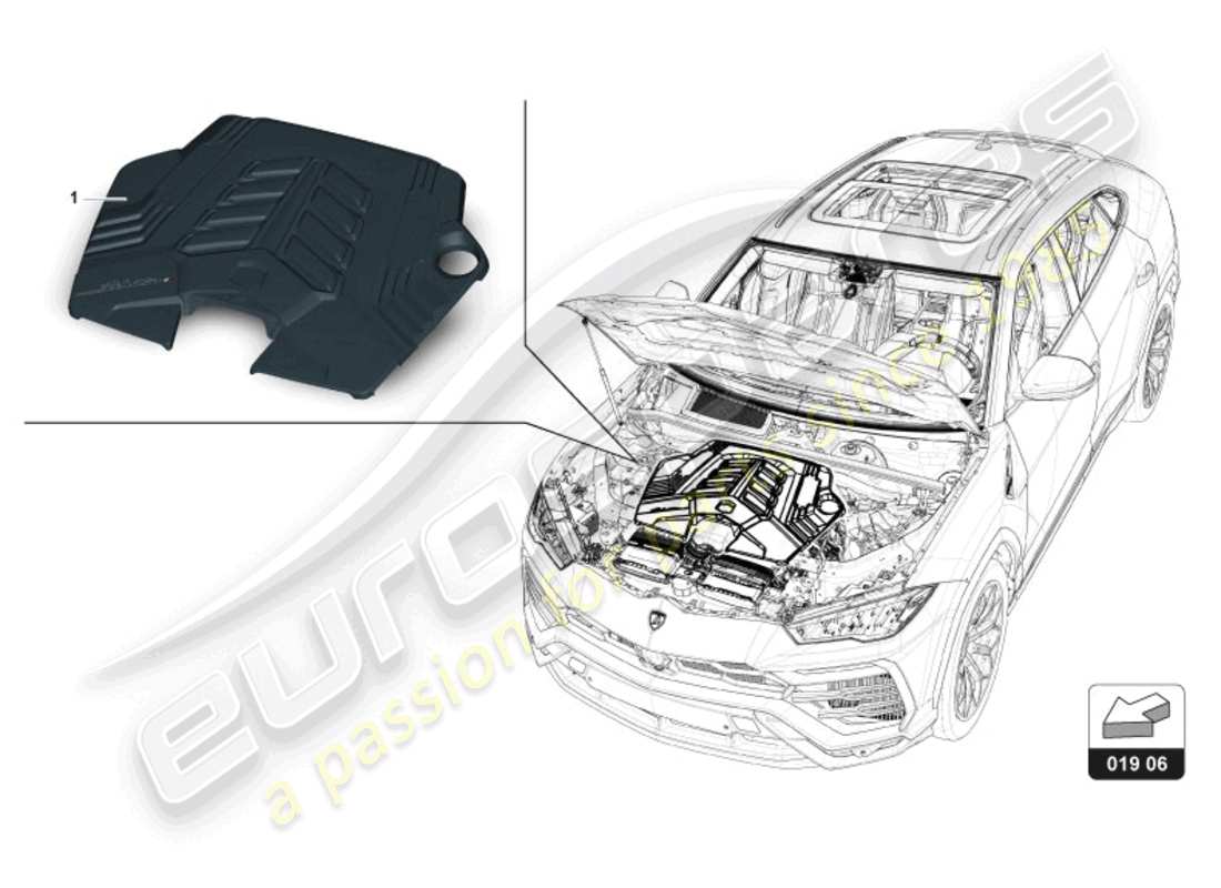 lamborghini urus performante (accessories) engine cover part diagram