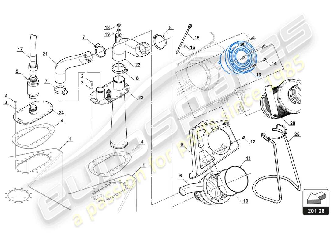 lamborghini gt3 evo (2018) left side refuelling part diagram