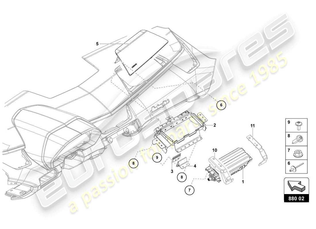 lamborghini ultimae roadster (2022) airbag unit part diagram