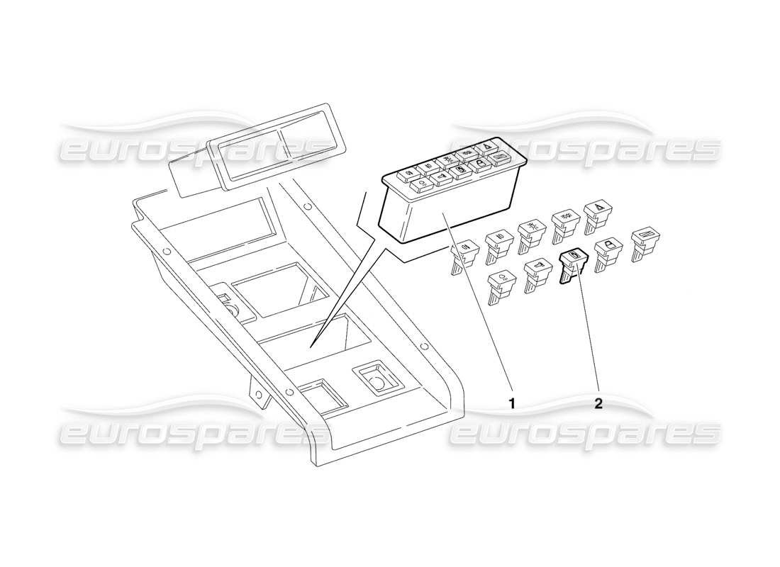 lamborghini diablo se30 (1995) tunnel panel instruments (valid for canada - january 1995) part diagram