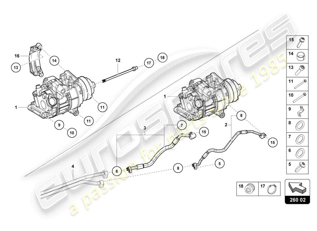 lamborghini sterrato (2023) a/c compressor part diagram