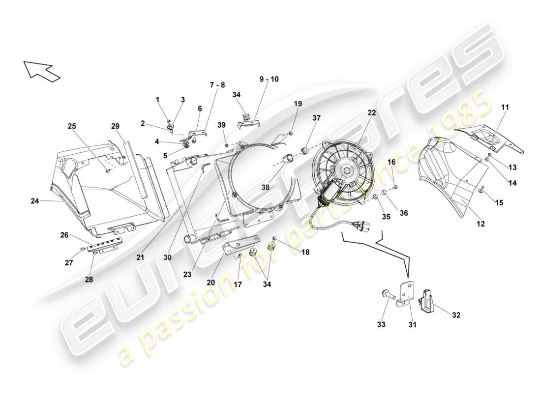 lamborghini lp550-2 spyder (2011) cooler for coolant part diagram