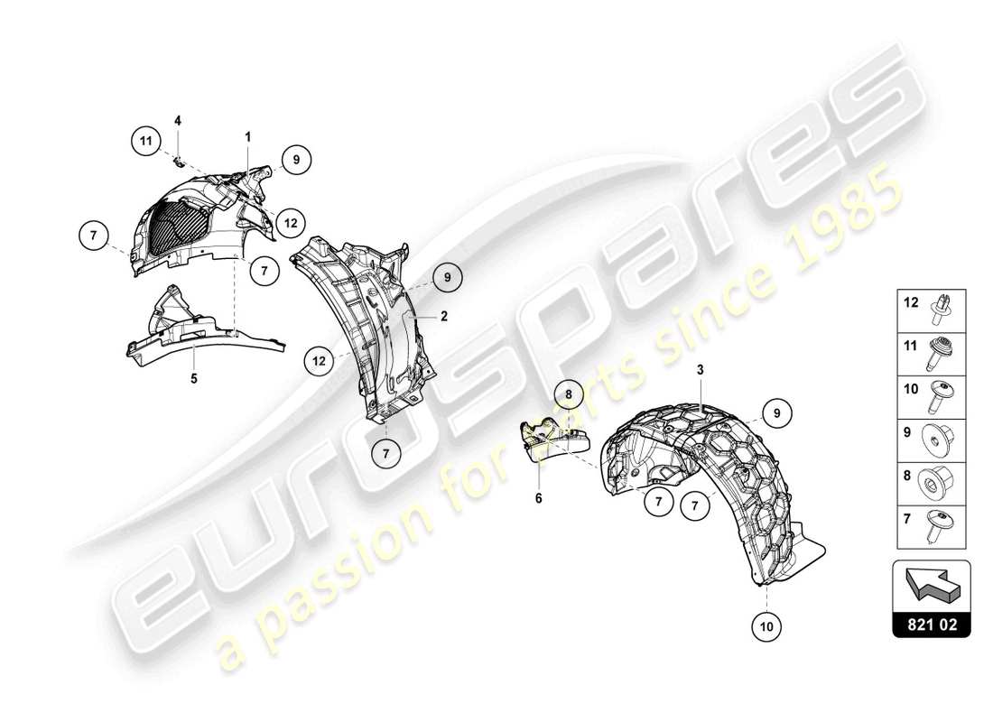 lamborghini urus (2022) wheel housing liner part diagram