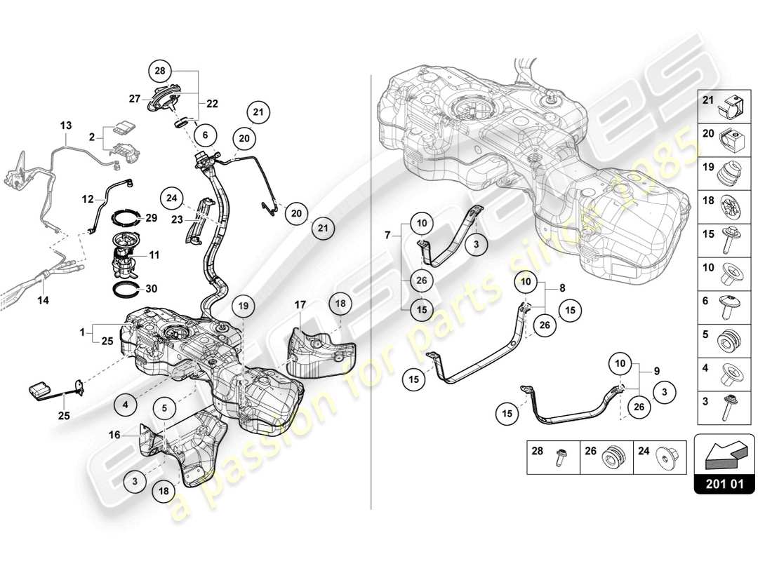 lamborghini urus s (2024) fuel tank part diagram