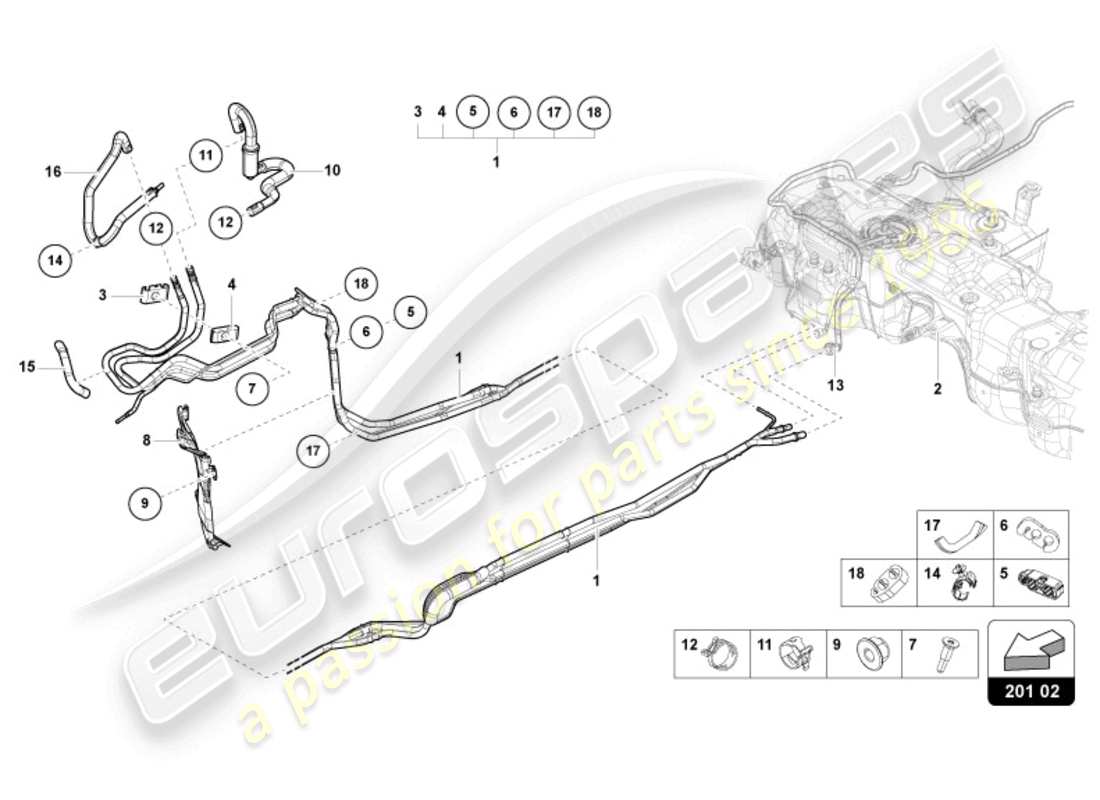 lamborghini urus s (2024) 1 set fuel pipes part diagram