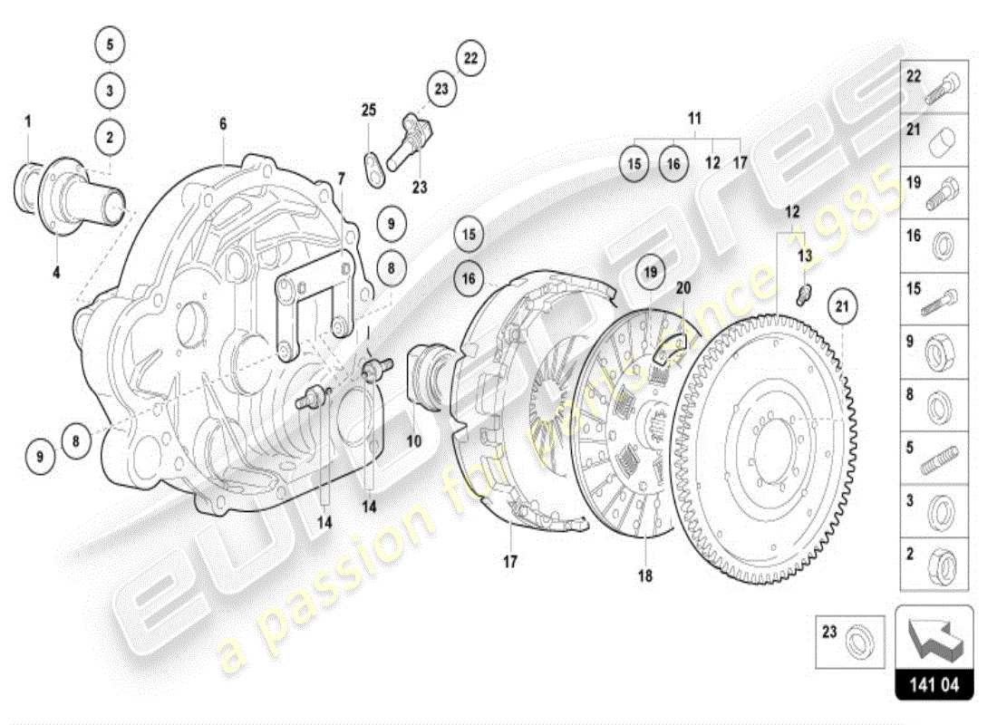 lamborghini diablo vt (1997) flywheel with clutch part diagram