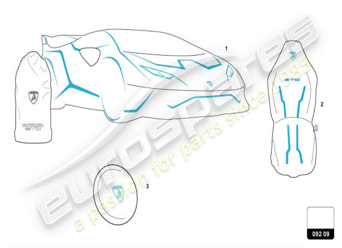 lamborghini huracan sto (accessories) protector set part diagram