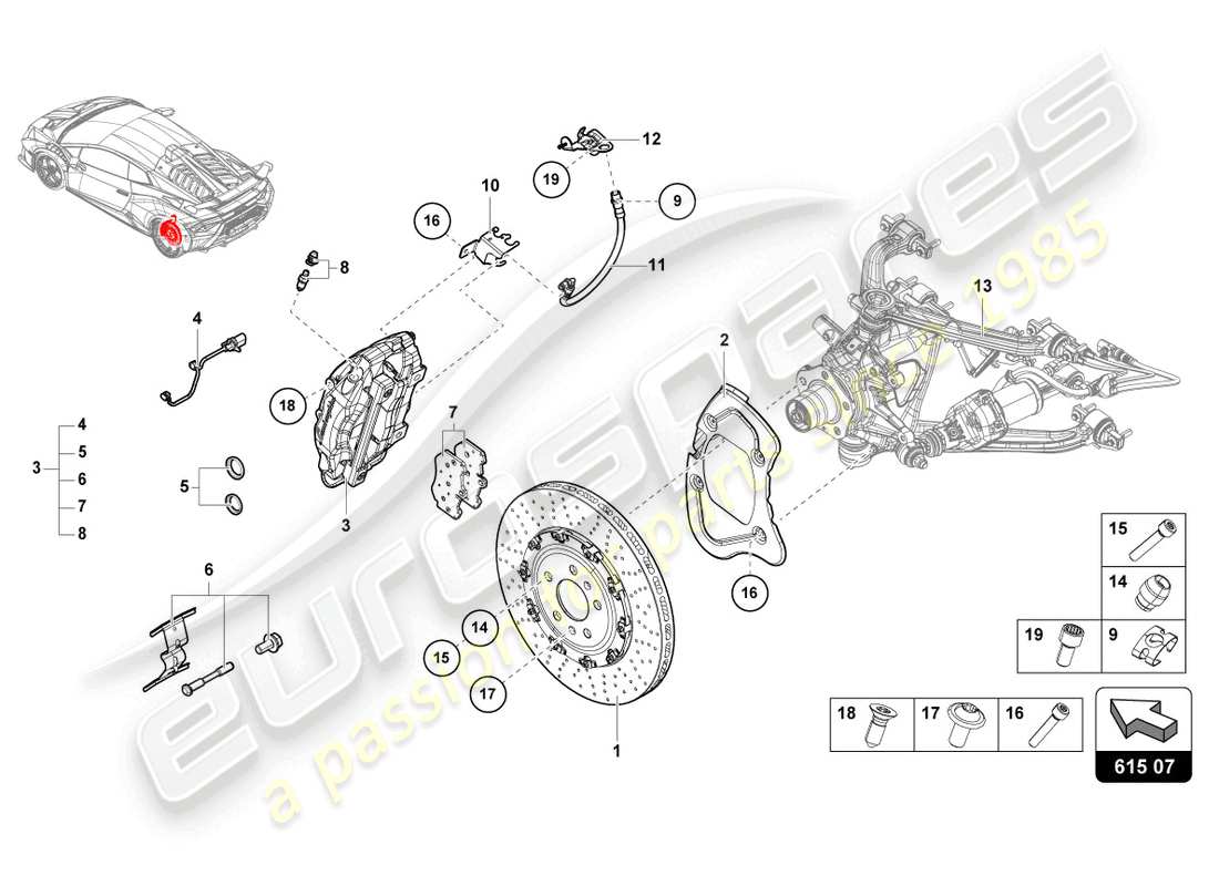 lamborghini sto (2022) ceramic brake disc rear part diagram