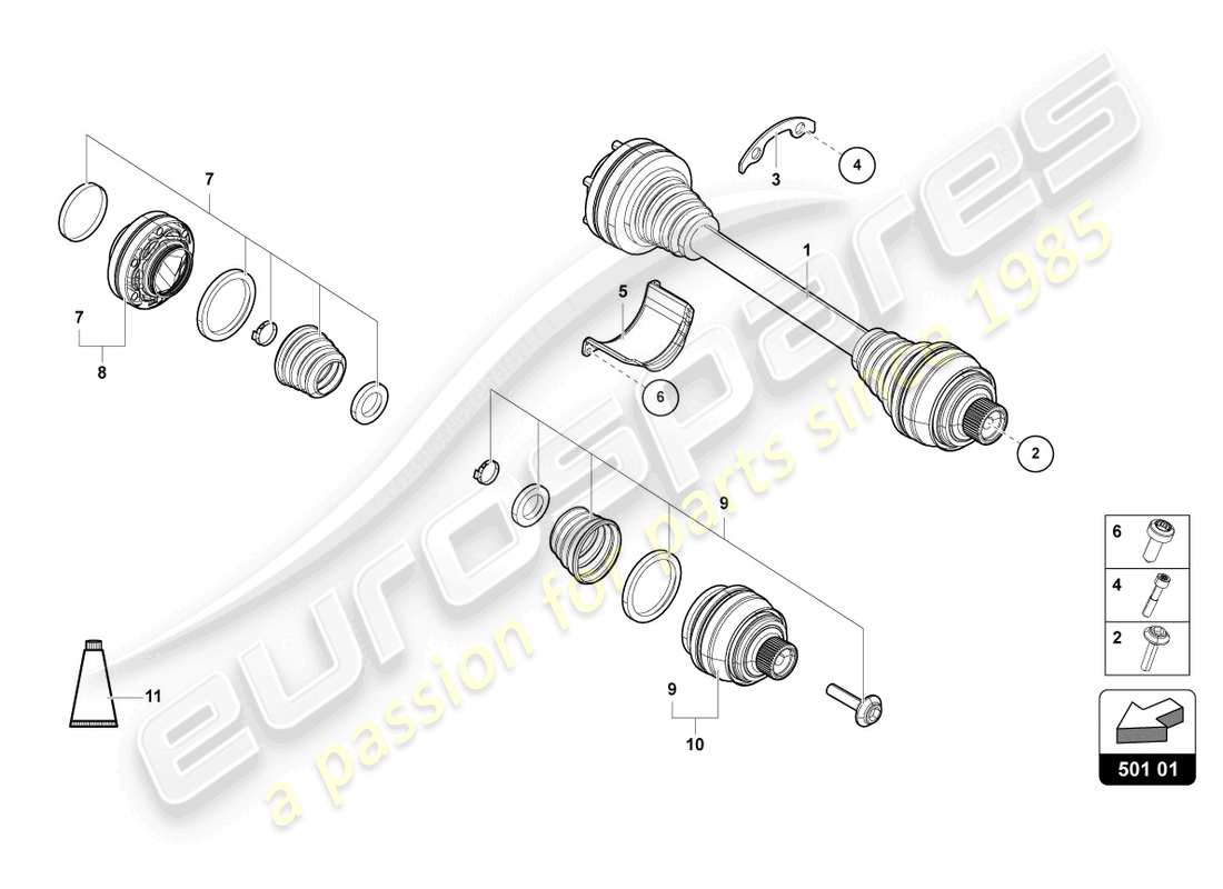 lamborghini urus s (2024) axle shaft part diagram