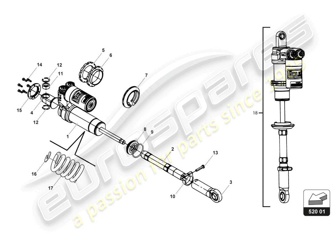 lamborghini gt3 (2017) front damper part diagram