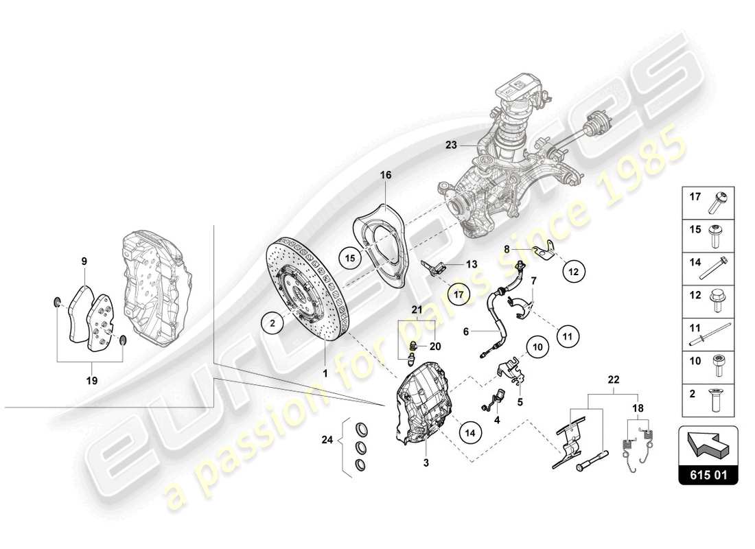 lamborghini evo spyder 2wd (2021) ceramic brake disc front part diagram