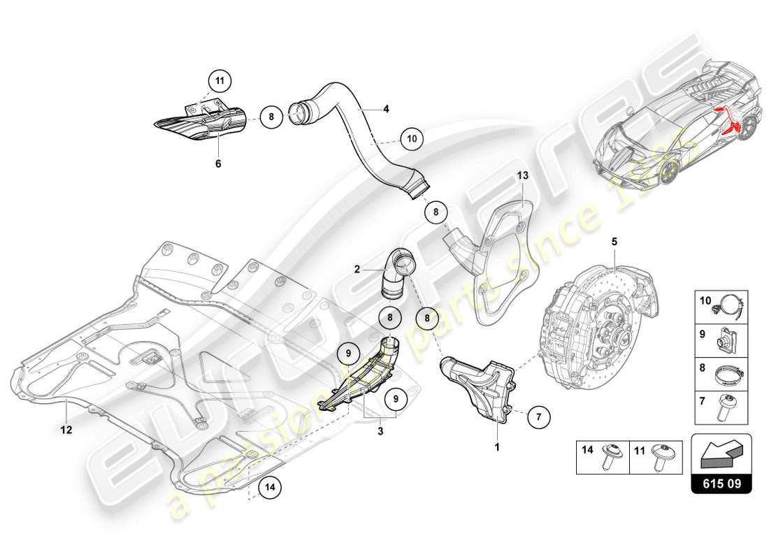 lamborghini sto (2022) air duct for brake cooling rear part diagram