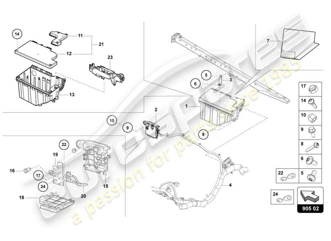 lamborghini ultimae roadster (2022) central electrics part diagram