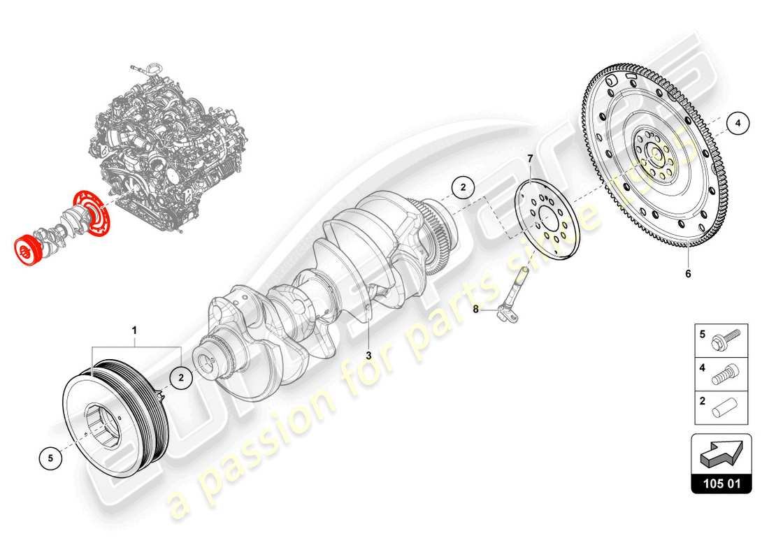 lamborghini urus performante (2024) flywheel part diagram