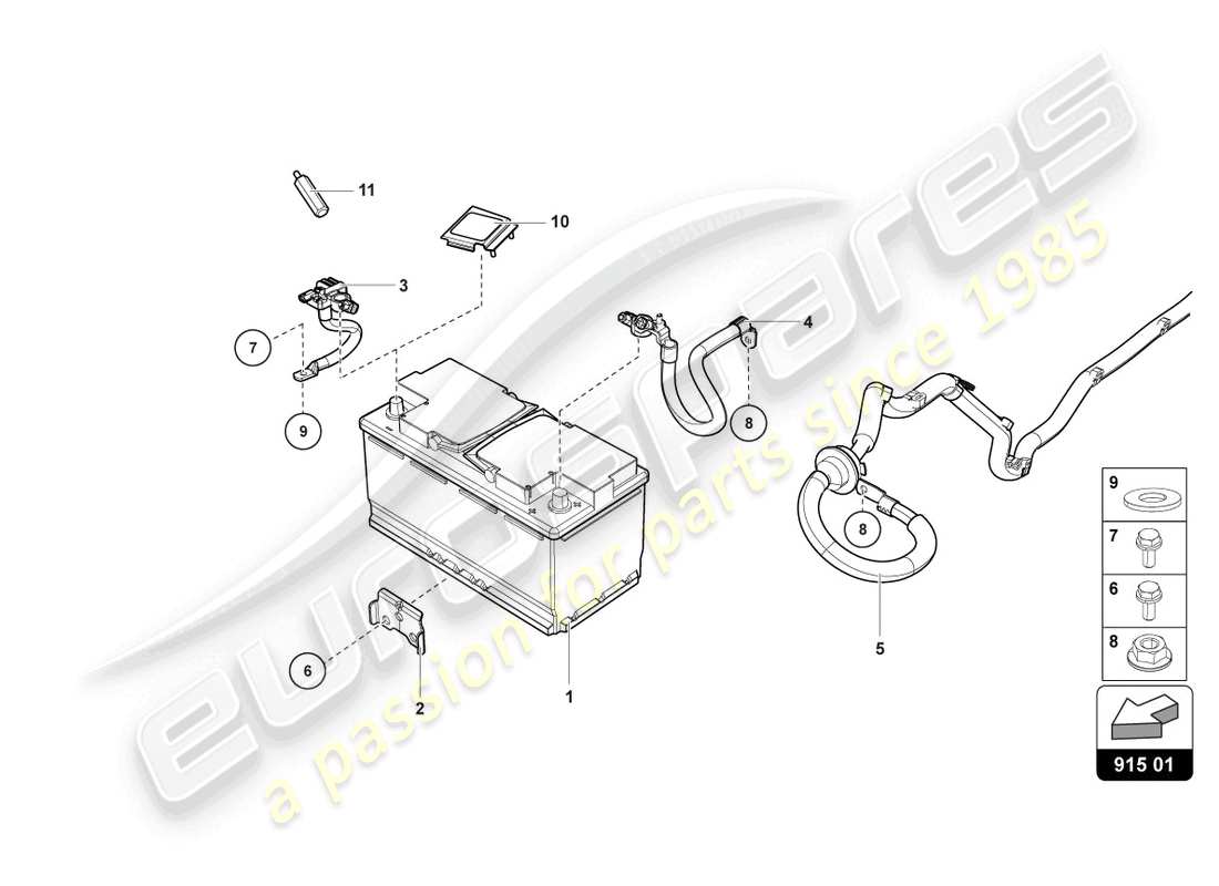 lamborghini evo coupe (2021) battery part diagram