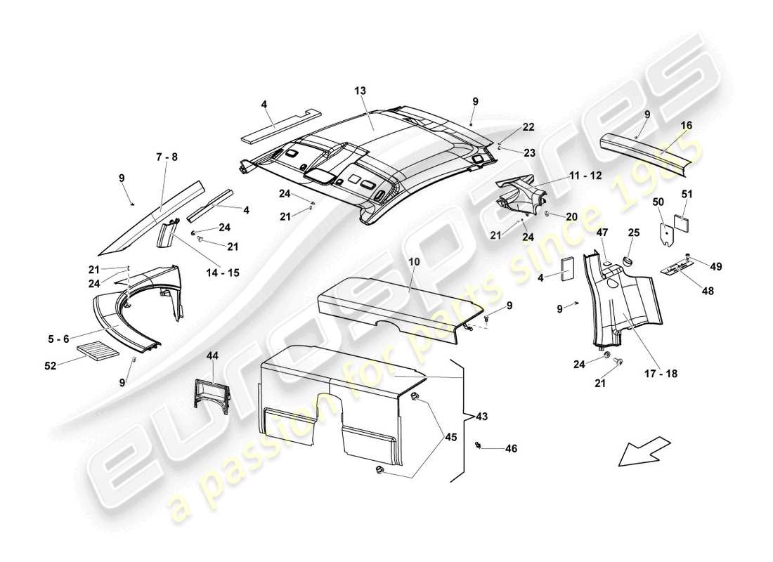 lamborghini lp550-2 coupe (2014) moulded headliner part diagram