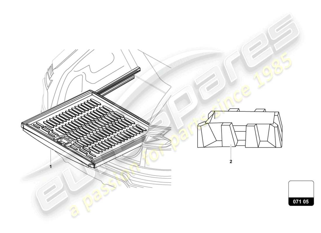 lamborghini urus performante (accessories) extension for boot floor part diagram