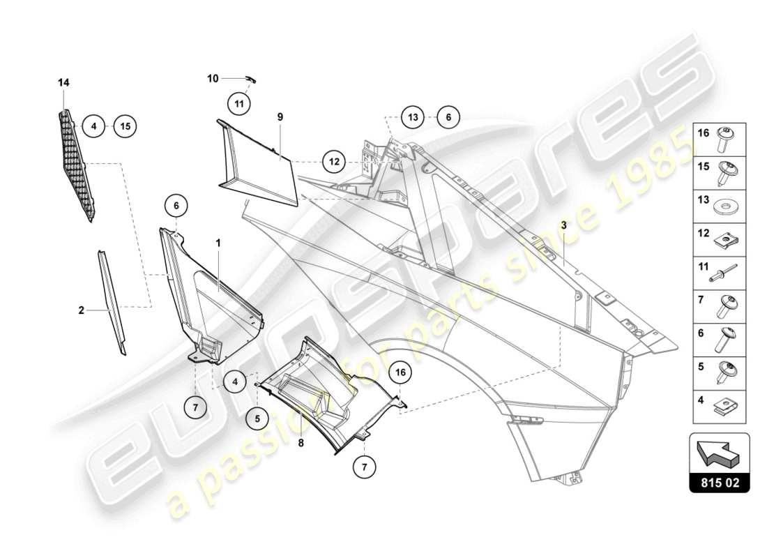 lamborghini ultimae (2022) air intake trim plate part diagram