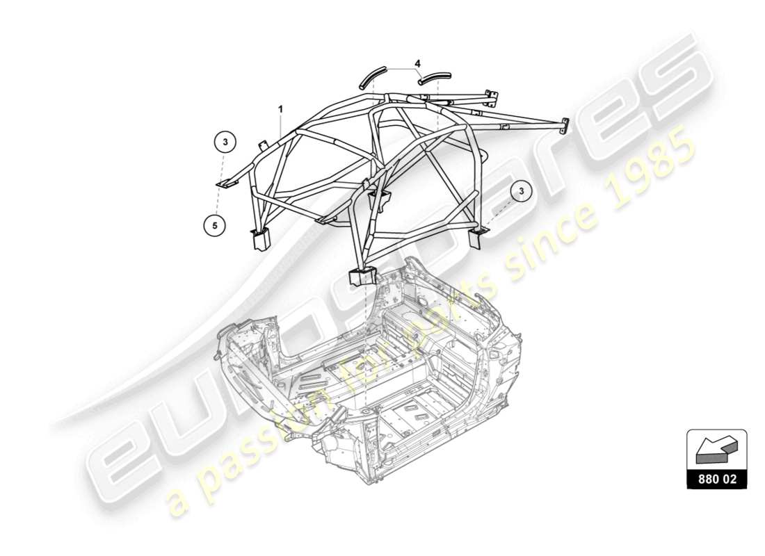 lamborghini super trofeo evo (2018) rollcage part diagram