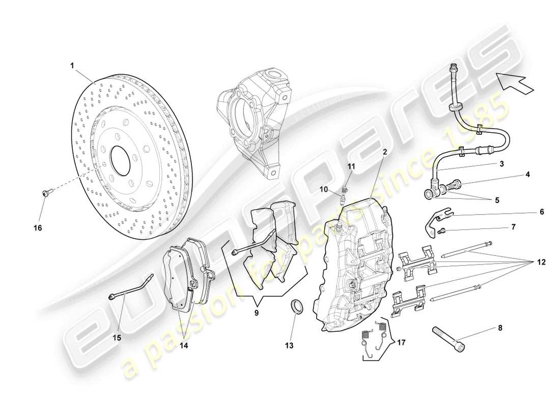 lamborghini superleggera (2008) disc brake front part diagram