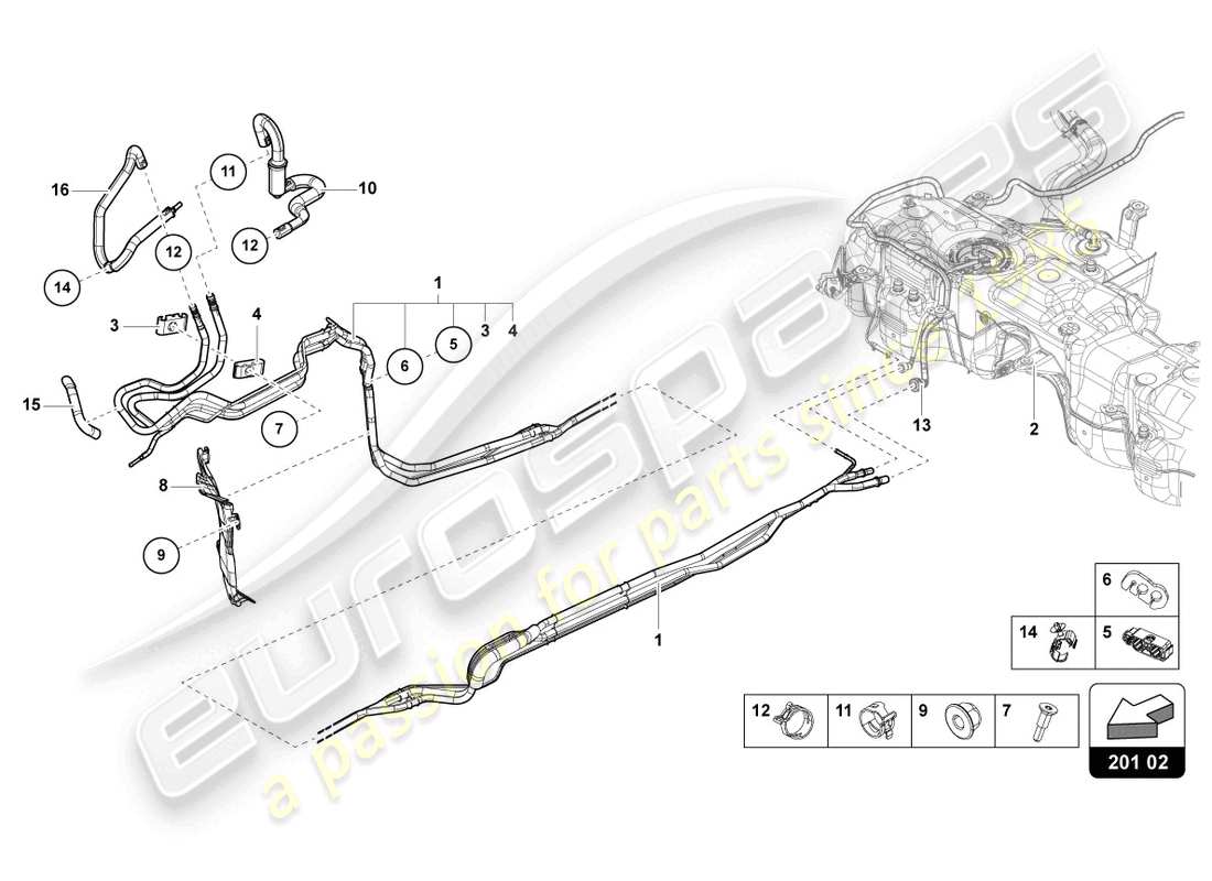 lamborghini urus s (2023) 1 set fuel pipes part diagram