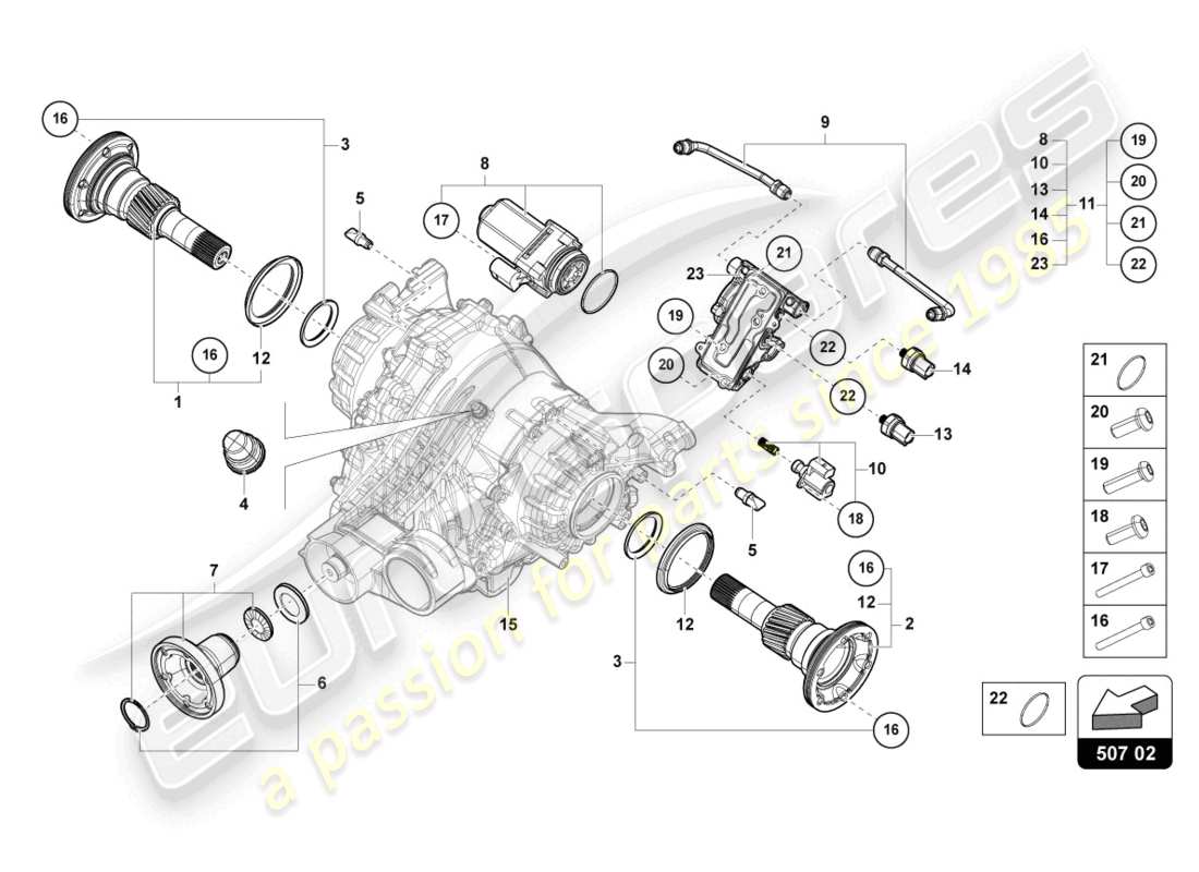 lamborghini urus (2019) for rear axle differential part diagram