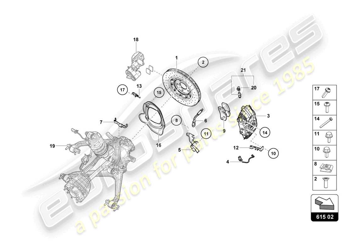 lamborghini tecnica (2024) ceramic brake disc rear part diagram