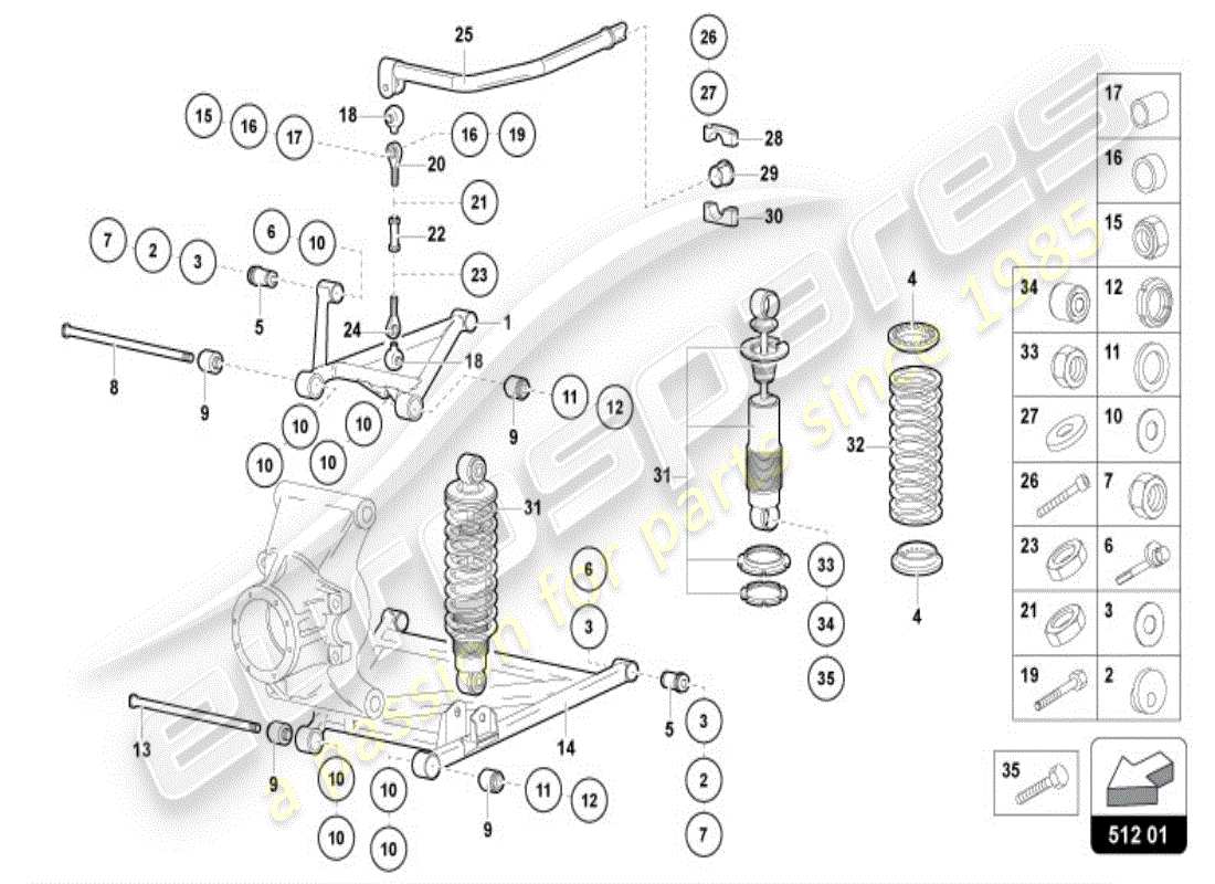 lamborghini diablo vt (1997) suspension rear part diagram