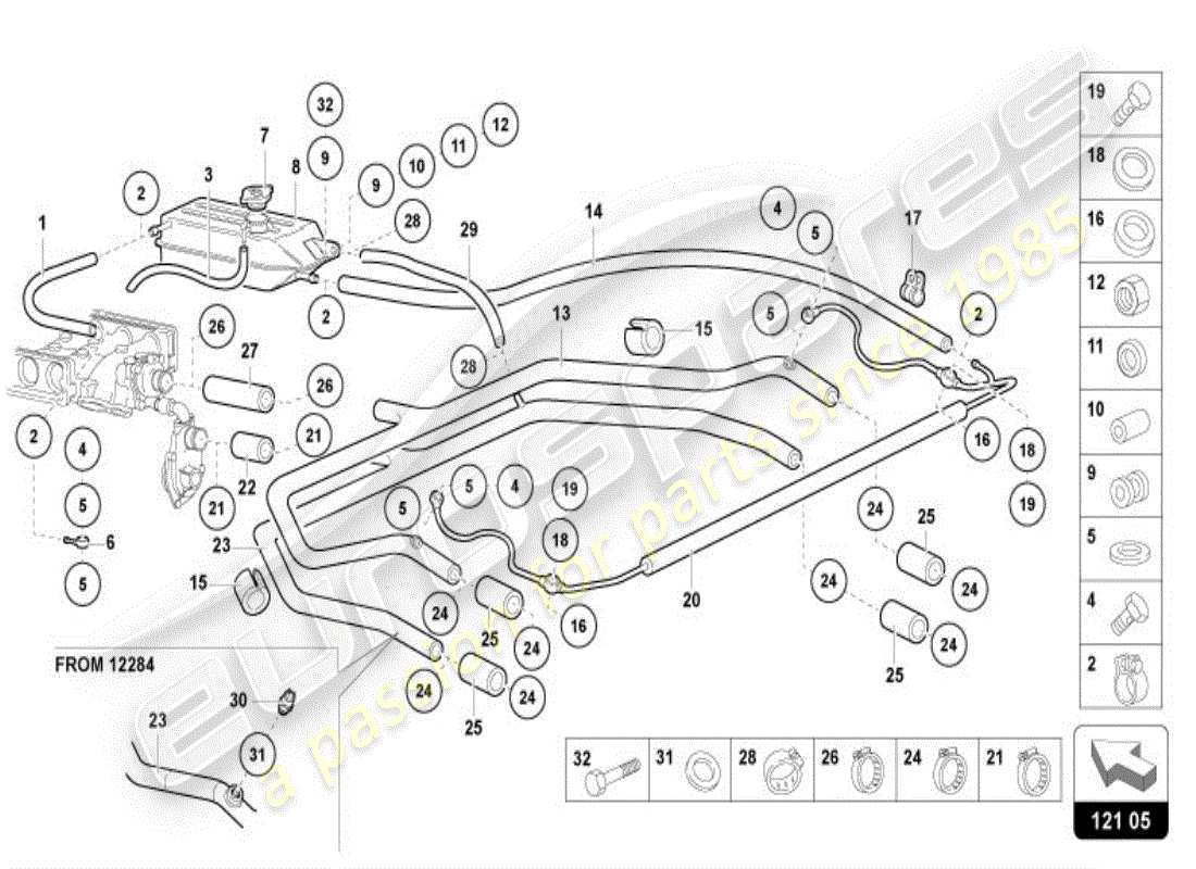 lamborghini diablo vt (1997) coolant pump part diagram