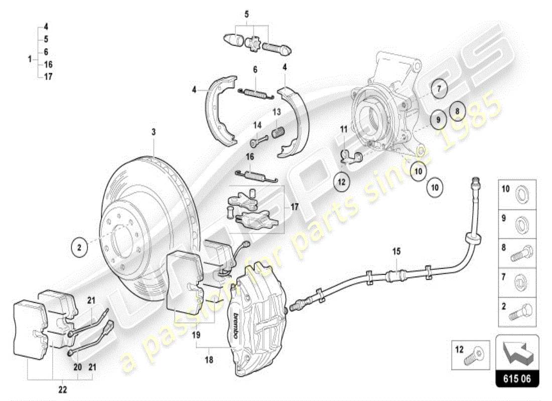 lamborghini diablo vt (1997) brake disc rear part diagram