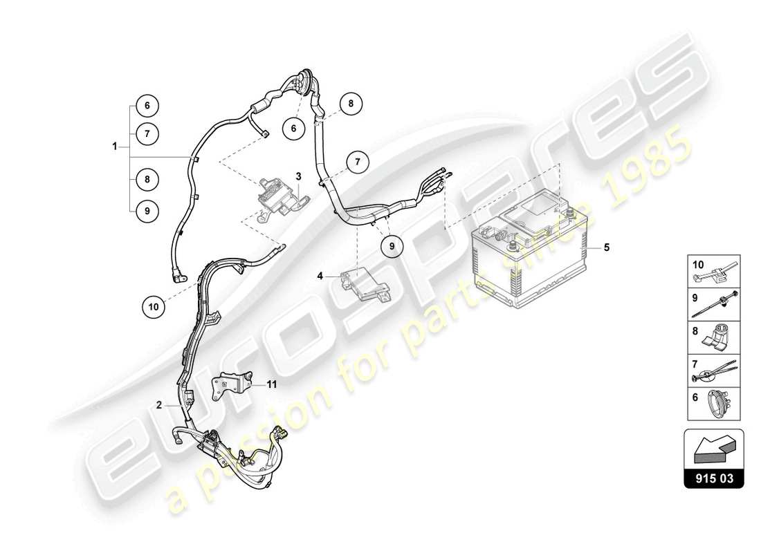 lamborghini urus (2022) wiring set for battery +/- part diagram