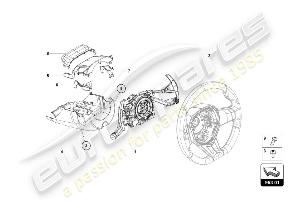 lamborghini ultimae (2022) rack and pinion steering part diagram