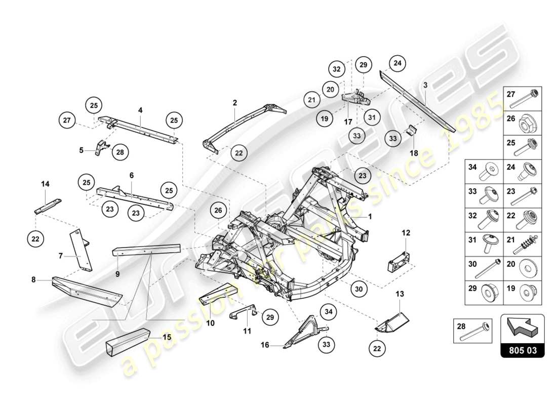 lamborghini sto (2021) chassis rear, inner part diagram