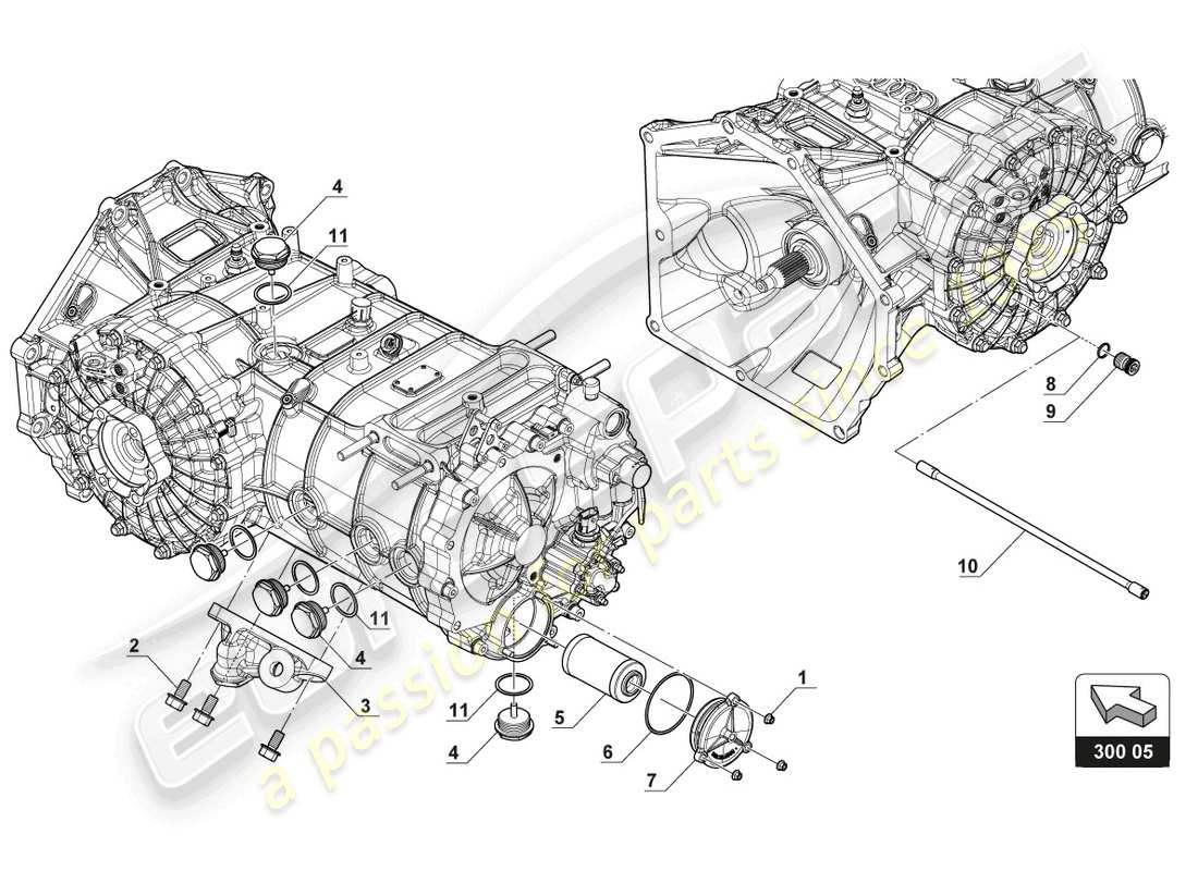 lamborghini gt3 evo (2018) gearbox oil filter part diagram