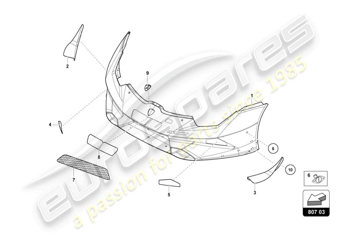 lamborghini super trofeo evo (2018) front bumper part diagram