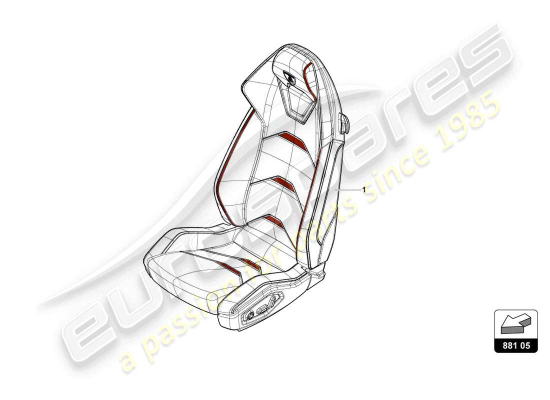 lamborghini tecnica (2024) seat 'evo trim' part diagram