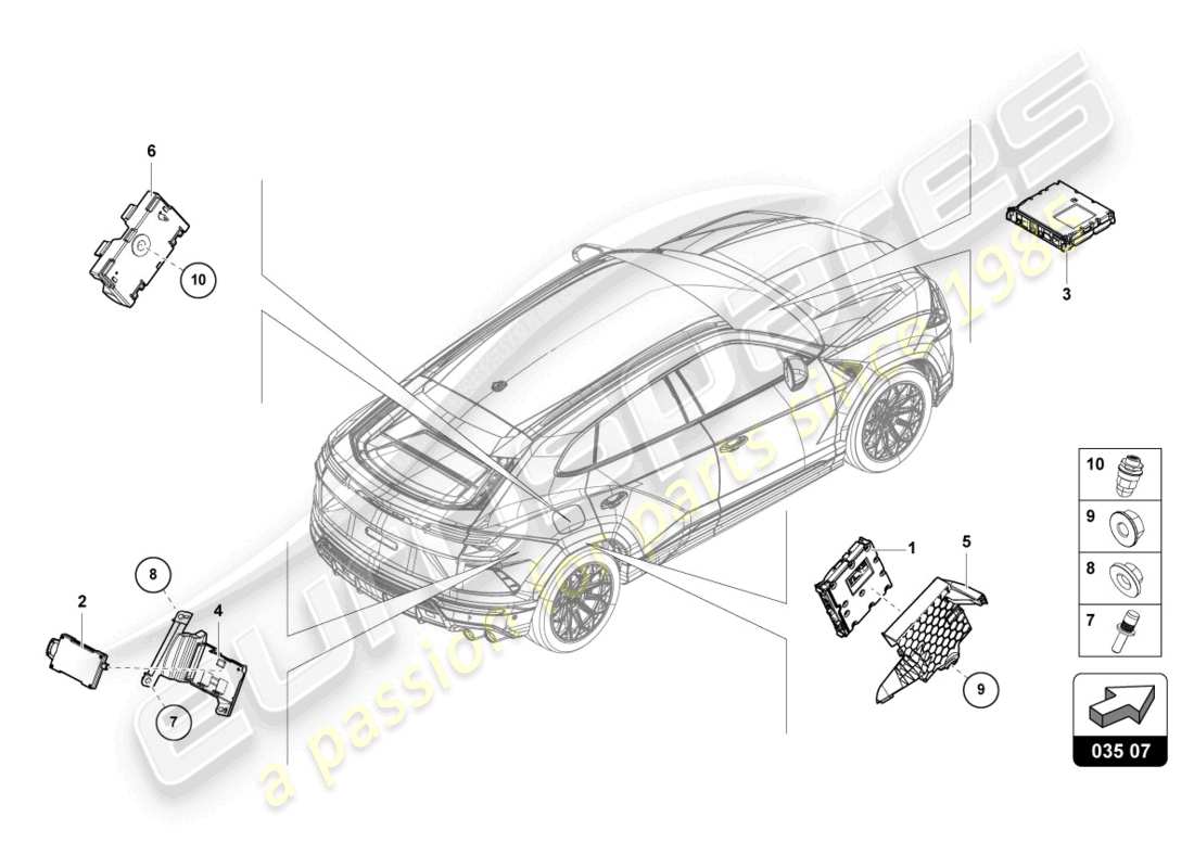 lamborghini urus (2022) tv tuner parts diagram