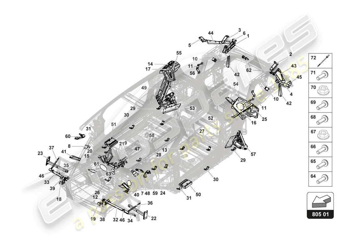 lamborghini gt3 evo (2018) brackets part diagram