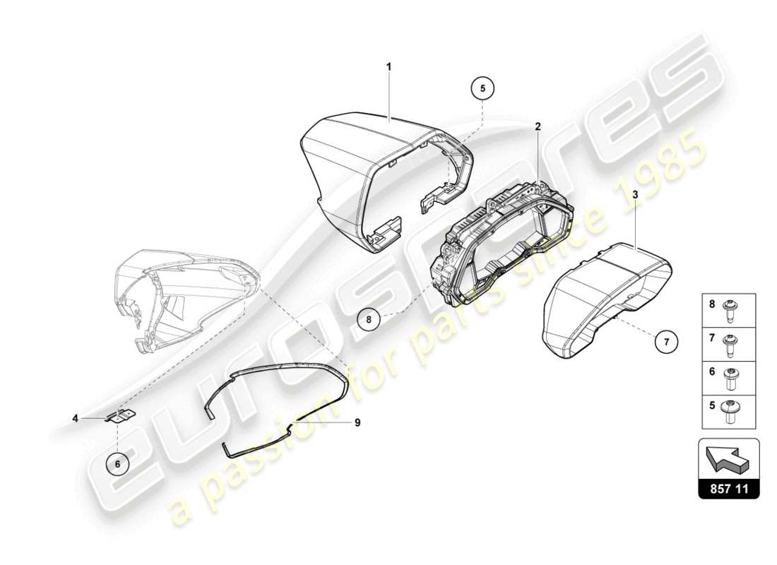 lamborghini ultimae (2022) combi-instrument part diagram