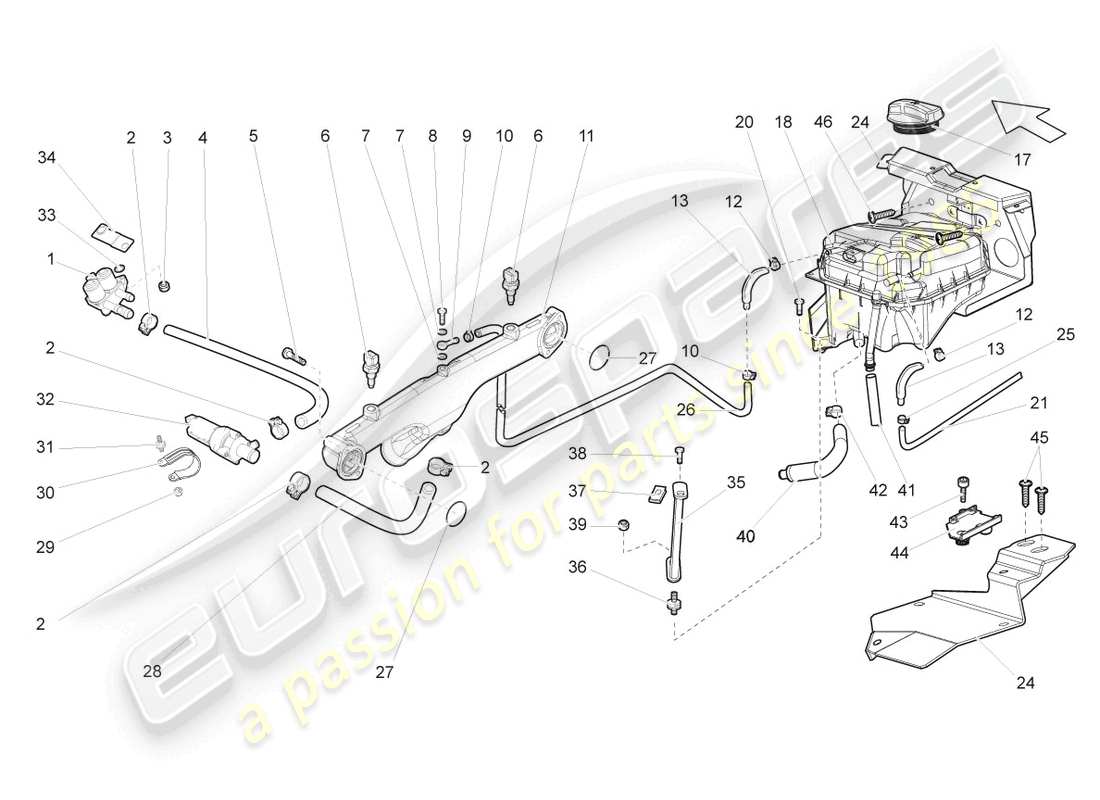 lamborghini gallardo spyder (2006) additional coolant pump part diagram