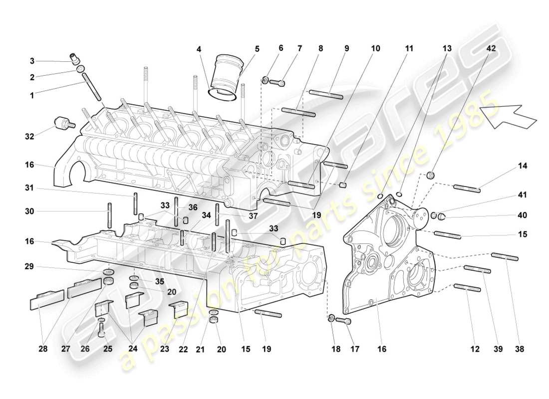 lamborghini lp640 coupe (2009) crankcase housing part diagram