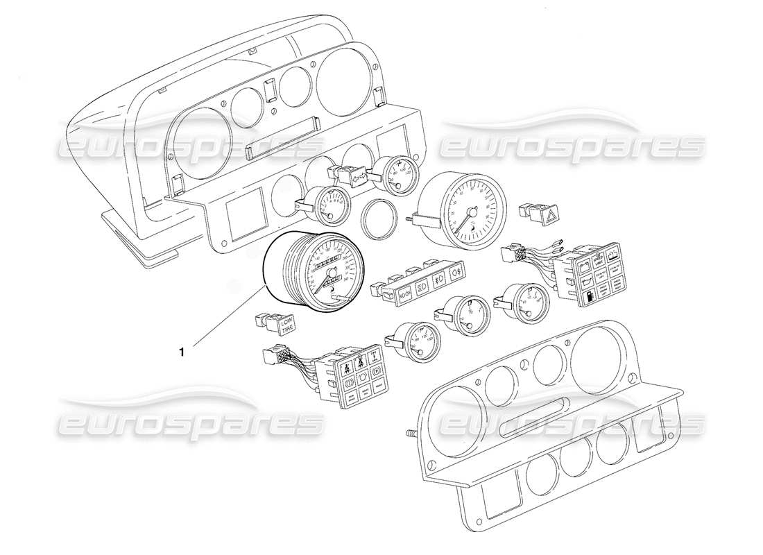 lamborghini diablo (1991) dashboard instruments (valid for usa version - september 1991) part diagram