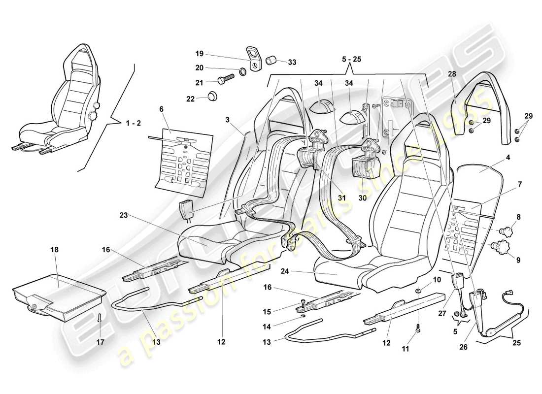 lamborghini lp640 coupe (2008) seat, complete part diagram