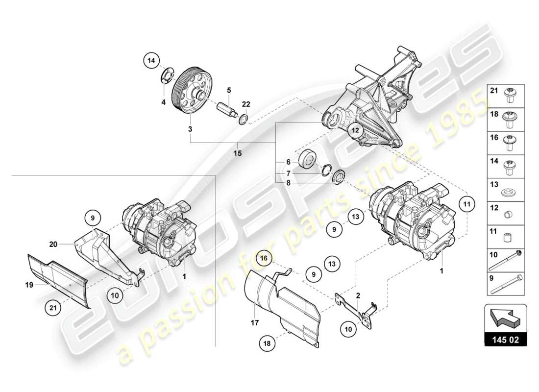 lamborghini ultimae (2022) a/c compressor part diagram